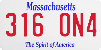MA license plate 316ON4