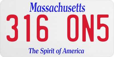 MA license plate 316ON5