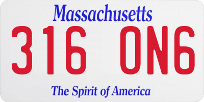 MA license plate 316ON6