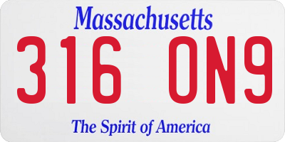 MA license plate 316ON9