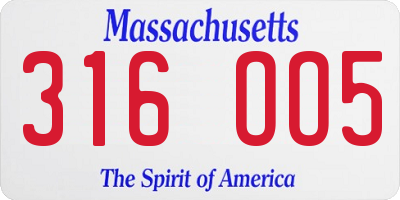 MA license plate 316OO5