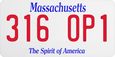 MA license plate 316OP1