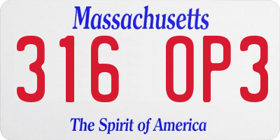 MA license plate 316OP3