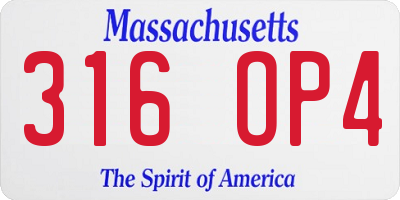 MA license plate 316OP4