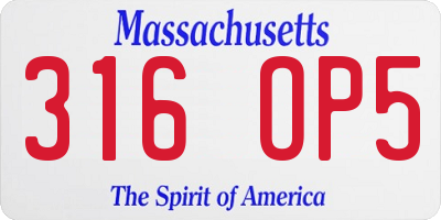 MA license plate 316OP5