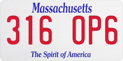 MA license plate 316OP6