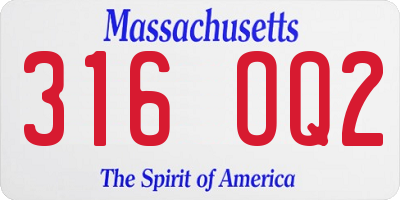 MA license plate 316OQ2