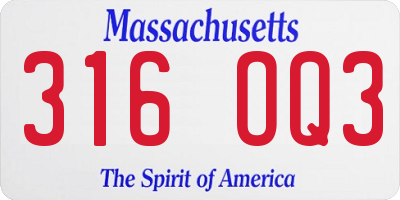 MA license plate 316OQ3