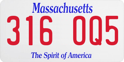 MA license plate 316OQ5