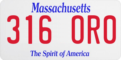 MA license plate 316OR0