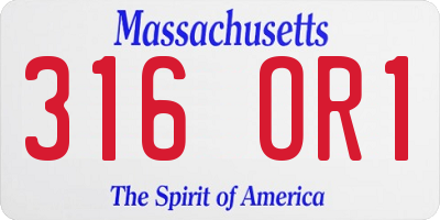 MA license plate 316OR1