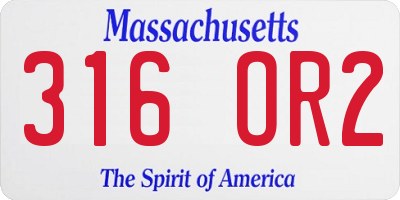 MA license plate 316OR2