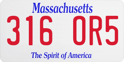 MA license plate 316OR5