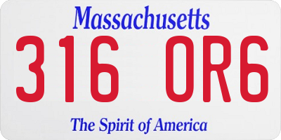 MA license plate 316OR6