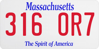 MA license plate 316OR7