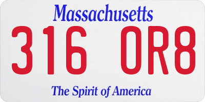 MA license plate 316OR8