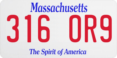 MA license plate 316OR9