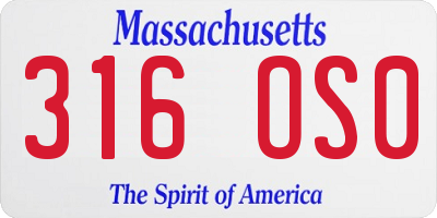MA license plate 316OS0