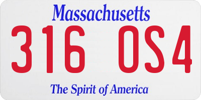 MA license plate 316OS4
