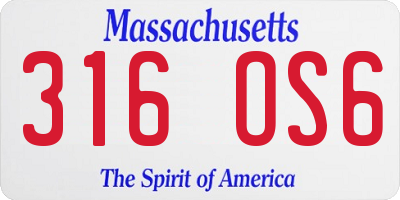 MA license plate 316OS6