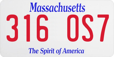 MA license plate 316OS7