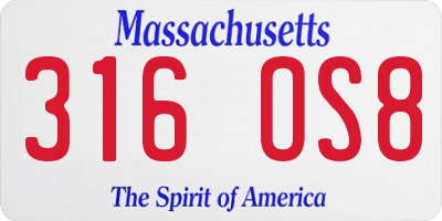 MA license plate 316OS8