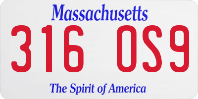 MA license plate 316OS9