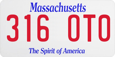 MA license plate 316OT0