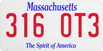 MA license plate 316OT3