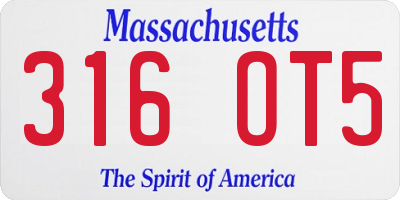 MA license plate 316OT5