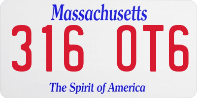 MA license plate 316OT6