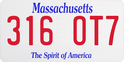 MA license plate 316OT7