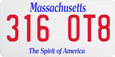 MA license plate 316OT8