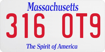 MA license plate 316OT9