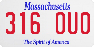 MA license plate 316OU0