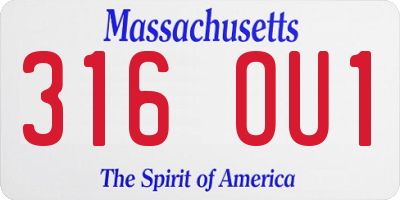 MA license plate 316OU1