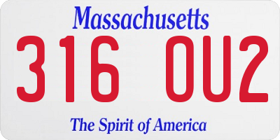 MA license plate 316OU2