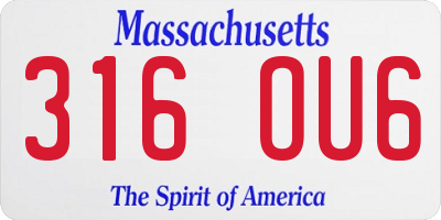 MA license plate 316OU6