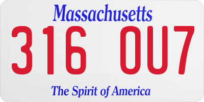 MA license plate 316OU7