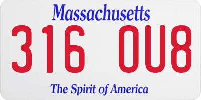 MA license plate 316OU8