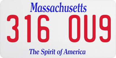 MA license plate 316OU9