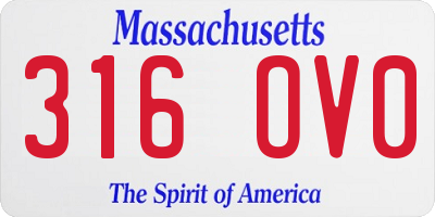 MA license plate 316OV0