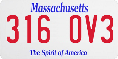 MA license plate 316OV3