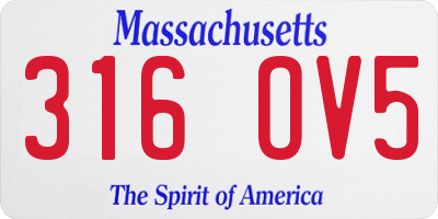 MA license plate 316OV5