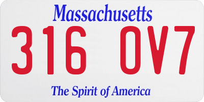 MA license plate 316OV7