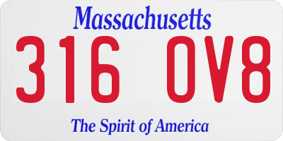 MA license plate 316OV8