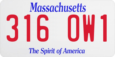 MA license plate 316OW1