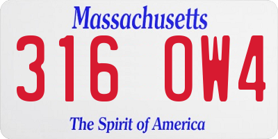 MA license plate 316OW4