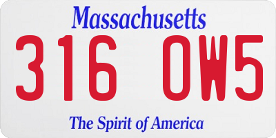 MA license plate 316OW5