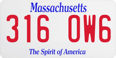 MA license plate 316OW6